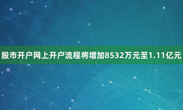 股市开户网上开户流程将增加8532万元至1.11亿元